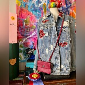 Cutie SO Functional COACH Park Dylan Red Leather Crossbody Wallet Purse Bag 🥰❤️🥰